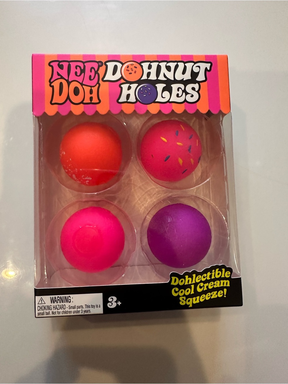 Nee Doh Dohnut Holes Kids Squeeze Toy Set - Pink, Purple, Orange